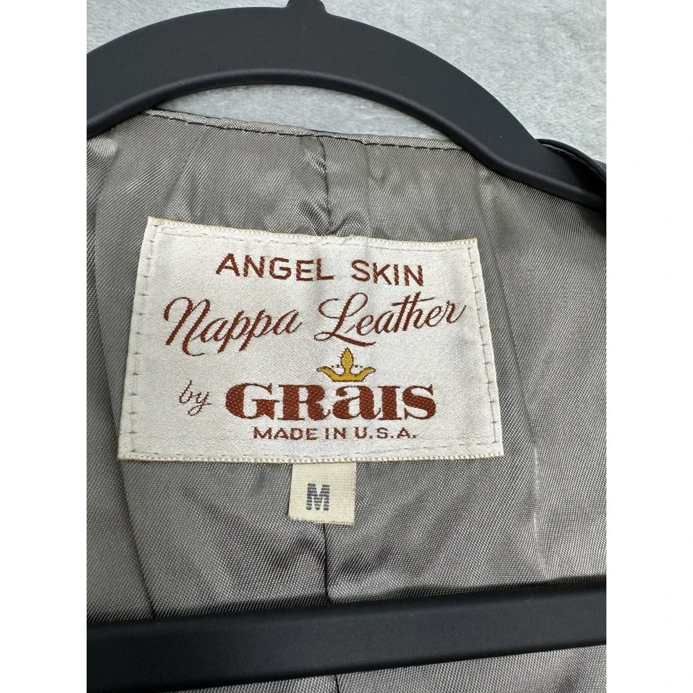 Vintage Grais Vest Mens Medium Black Angel Skin Leather Western Biker Moto 70s